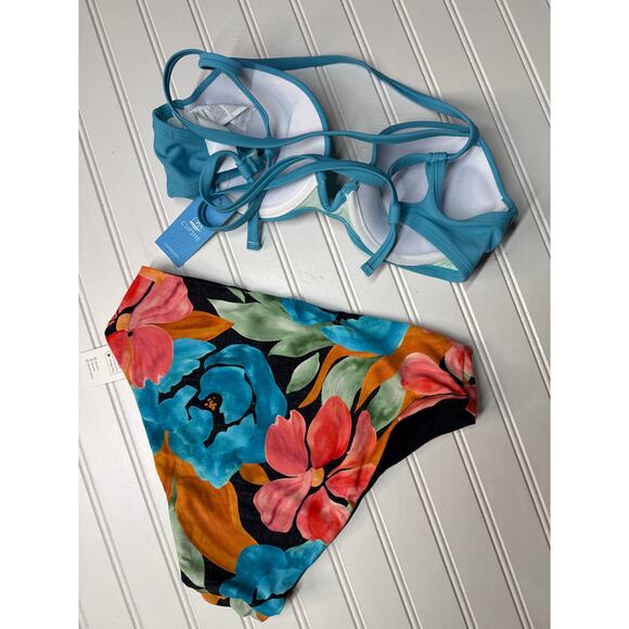 NWT Cupshe Two Piece Swimsuit Bikini Tropical Halter Push Up Cheeky BUNDLE Sz M - Picture 4 of 4